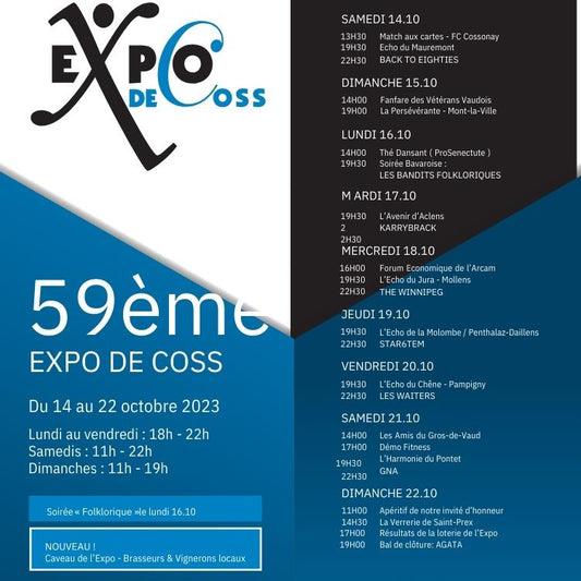 Expo de Coss : 14 - 22 octobre 2023 - stand no130 Bolle-La Licorne